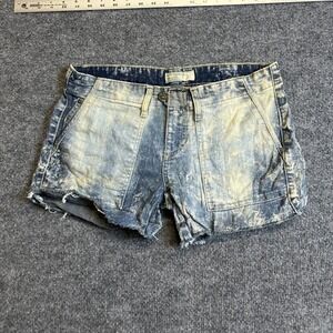 Inked & Faded Denim Shorts Womens Size 4 Blue Acid Wash Distressed Raw Hem Boho